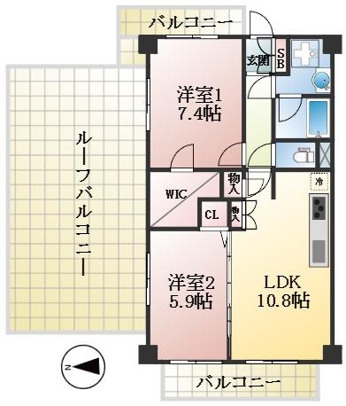 神戸市東灘区青木 中古マンション間取画像