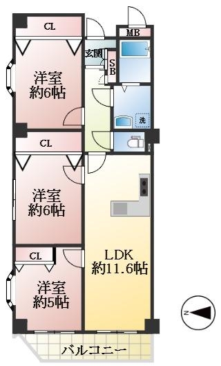神戸市灘区城内通 中古マンション間取画像
