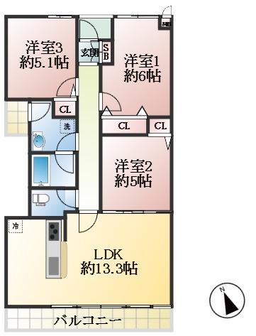 西宮市甲子園七番町 中古マンション間取画像