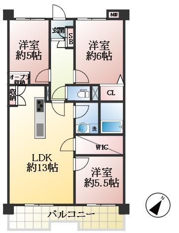西宮市高須町 中古マンション間取画像