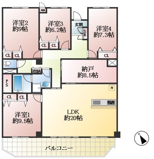 西宮市柏堂町 中古マンション間取画像