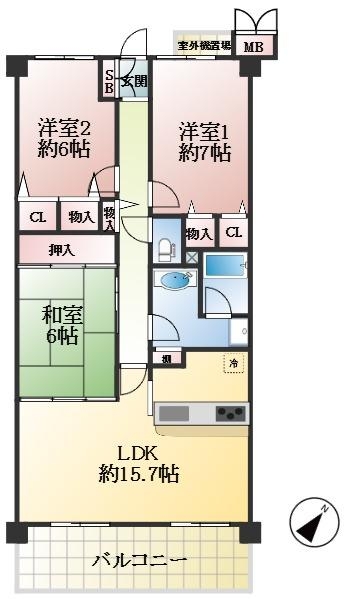 神戸市北区大原 中古マンション間取画像