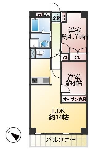 神戸市東灘区本庄町 中古マンション間取画像