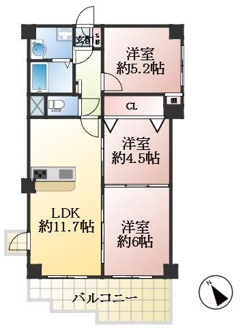 神戸市東灘区魚崎南町 中古マンション間取画像