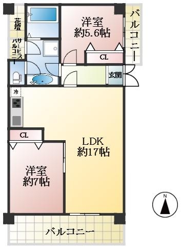 西宮市二見町 中古マンション間取画像