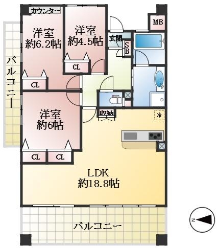 西宮市薬師町 中古マンション間取画像