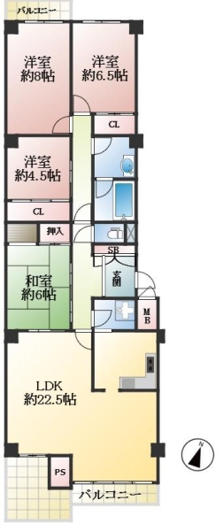 西宮市苦楽園五番町 中古マンション間取画像
