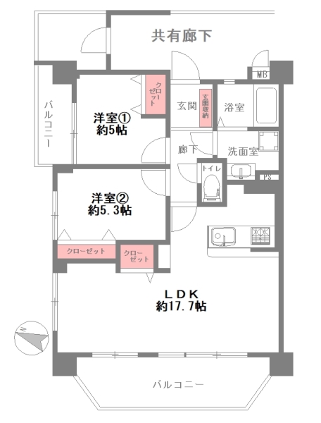 プリオーレ東灘|(神戸市東灘区深江南町)の中古マンション間取画像