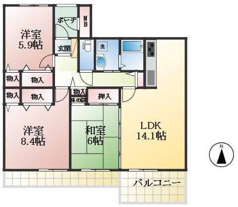 西宮市高須町 中古マンション間取画像