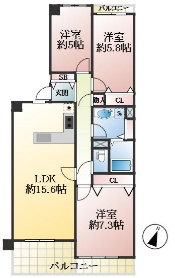 神戸市東灘区本山南町 中古マンション間取画像