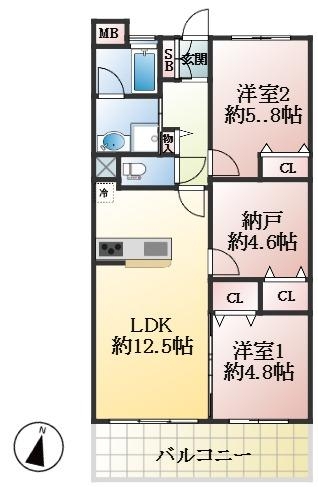 神戸市東灘区御影中町 中古マンション間取画像