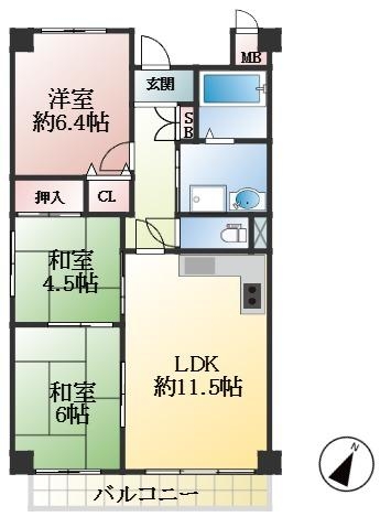 西宮市甲子園洲鳥町 中古マンション間取画像