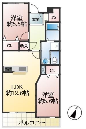 西宮市高須町 中古マンション間取画像