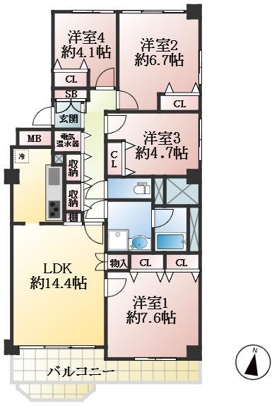 神戸市中央区港島中町 中古マンション間取画像