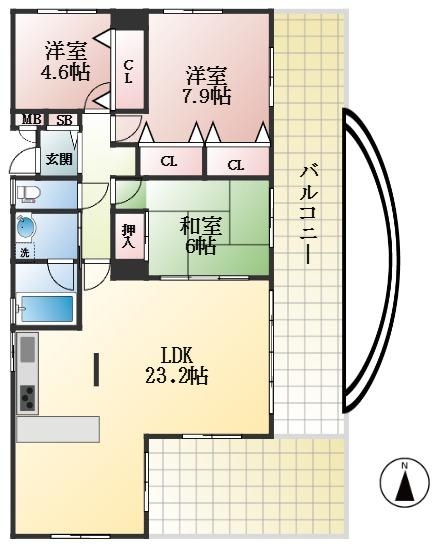 神戸市灘区土山町 中古マンション間取画像