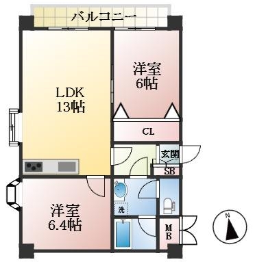 神戸市灘区深田町 中古マンション間取画像