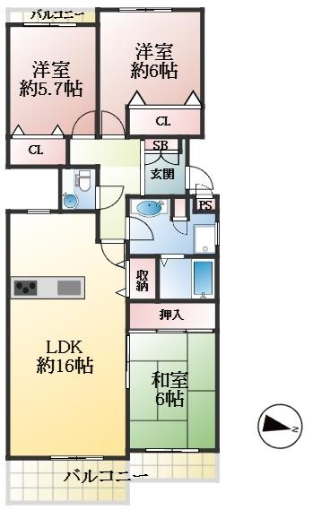 神戸市灘区箕岡通 中古マンション間取画像