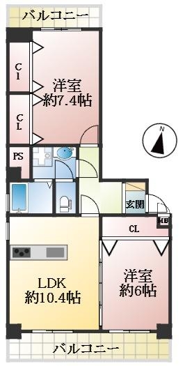 神戸市東灘区住吉宮町 中古マンション間取画像