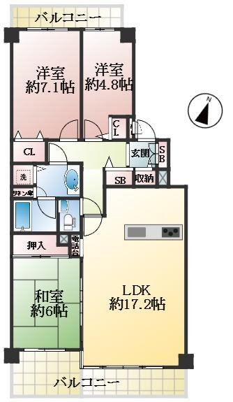 神戸市灘区篠原伯母野山町 中古マンション間取画像