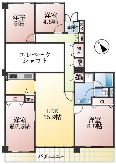 神戸市中央区港島中町 中古マンション間取画像