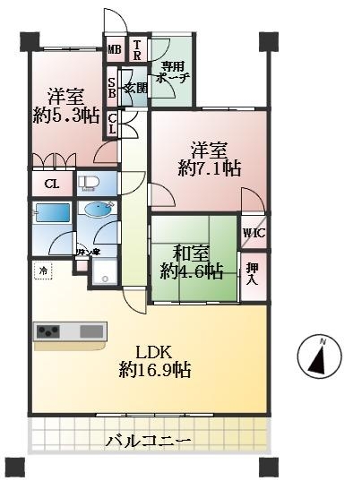 神戸市灘区篠原本町 中古マンション間取画像