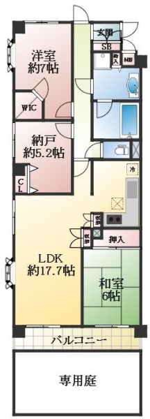 西宮市大社町 中古マンション間取画像