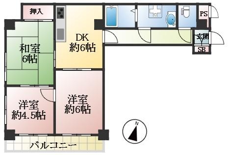 神戸市東灘区魚崎北町 中古マンション間取画像