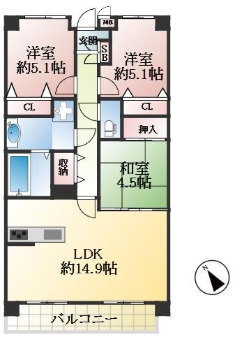 神戸市東灘区本庄町 中古マンション間取画像