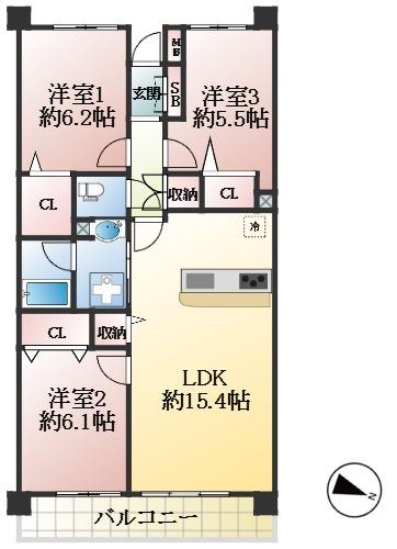 神戸市東灘区深江南町 中古マンション間取画像