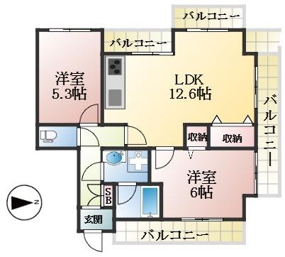 神戸市中央区国香通 中古マンション間取画像