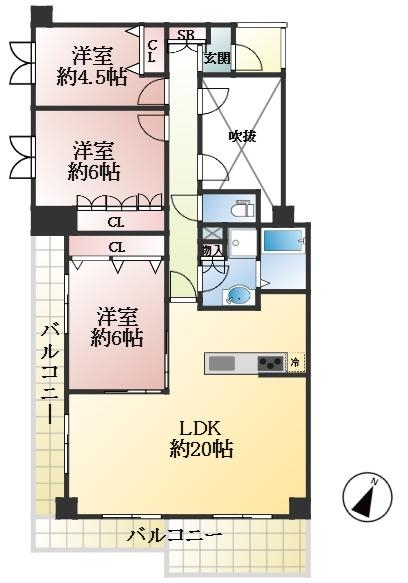 神戸市灘区鶴甲 中古マンション間取画像