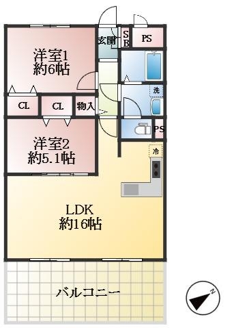 西宮市老松町 中古マンション間取画像