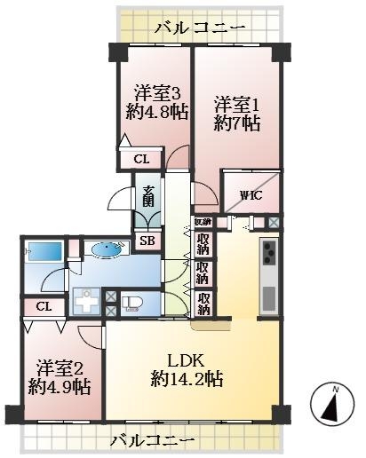 神戸市東灘区田中町 中古マンション間取画像