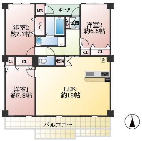 西宮市高須町 中古マンション間取画像