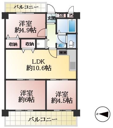 神戸市東灘区御影石町 中古マンション間取画像