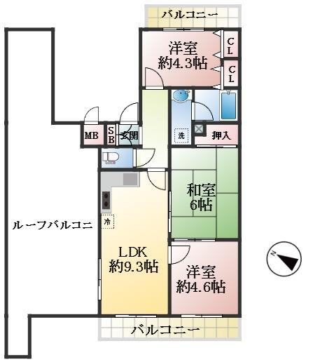 神戸市東灘区北青木 中古マンション間取画像