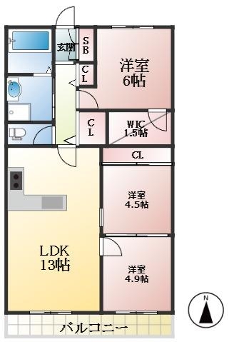 神戸市中央区熊内町 中古マンション間取画像