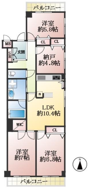 芦屋市親王塚町 中古マンション間取画像
