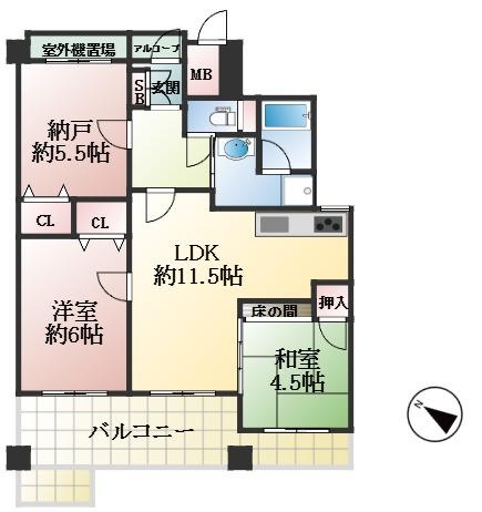 神戸市中央区脇浜町 中古マンション間取画像