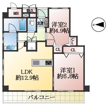神戸市東灘区田中町 中古マンション間取画像