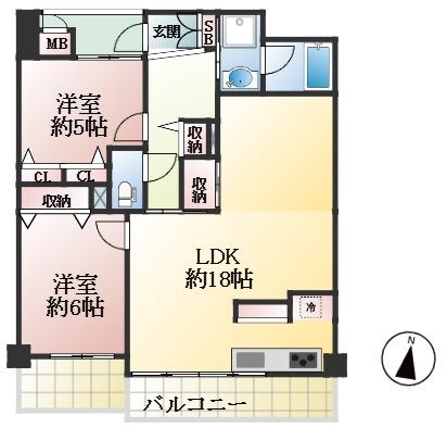 神戸市東灘区森北町 中古マンション間取画像