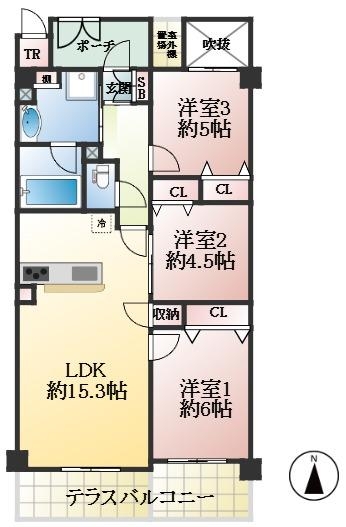 神戸市東灘区住吉山手 中古マンション間取画像