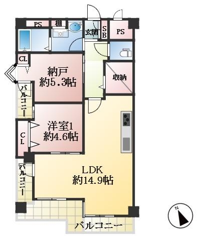 西宮市甲子園洲鳥町 中古マンション間取画像