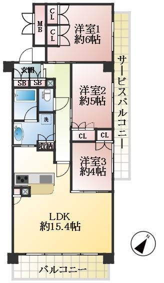 神戸市中央区元町通 中古マンション間取画像