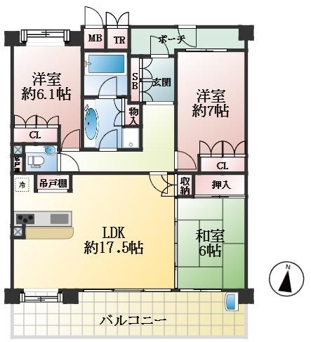 芦屋市朝日ケ丘町 中古マンション間取画像