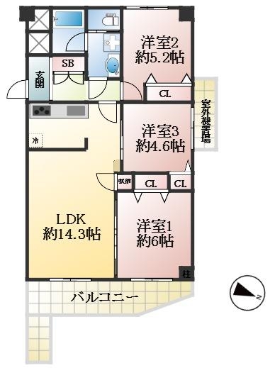 神戸市灘区烏帽子町 中古マンション間取画像