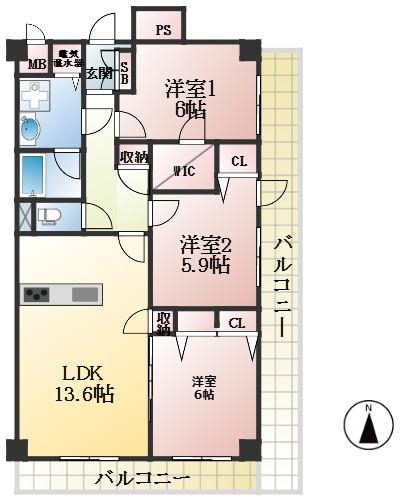神戸市中央区御幸通 中古マンション間取画像