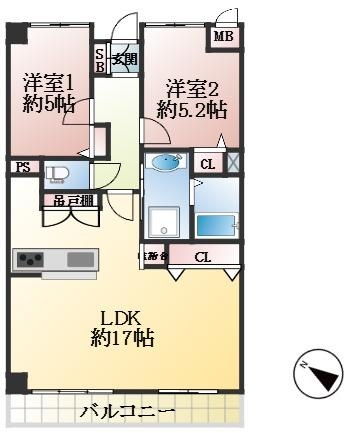 神戸市東灘区森南町 中古マンション間取画像