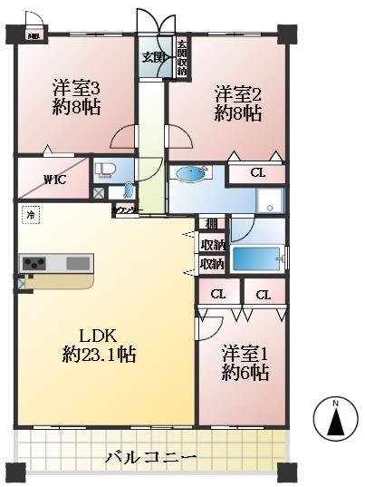 西宮市甲陽園東山町 中古マンション間取画像