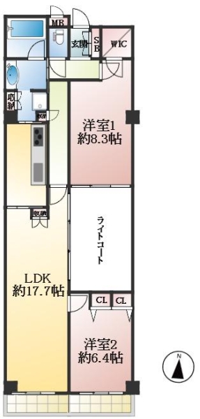 神戸市灘区篠原伯母野山町 中古マンション間取画像